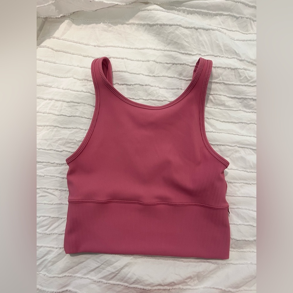 Pink Lululemon Power Pivot Ribbed Tank Top